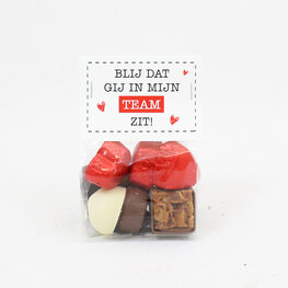 Zakje pralines: blij dat gij in mijn team zit