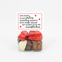 Zakje pralines: ons team is als pralines