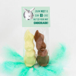 Paaspakket 3: 2  Chocolade Paashaasjes voor uw team  (min. 25 st.)